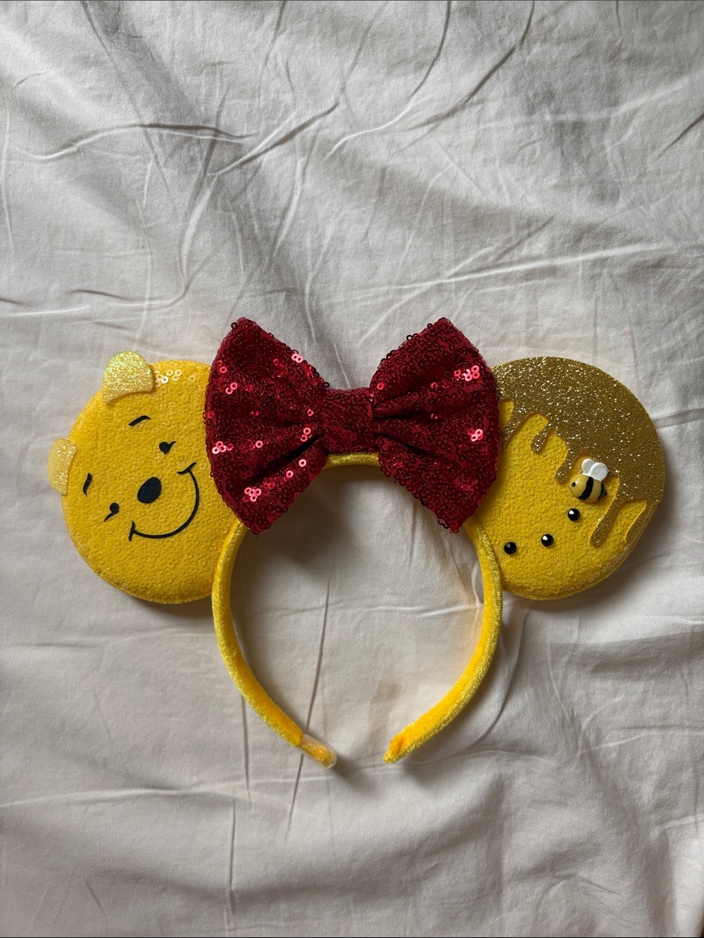 Yellow Winnie-Inspired Sequin Bow Headband